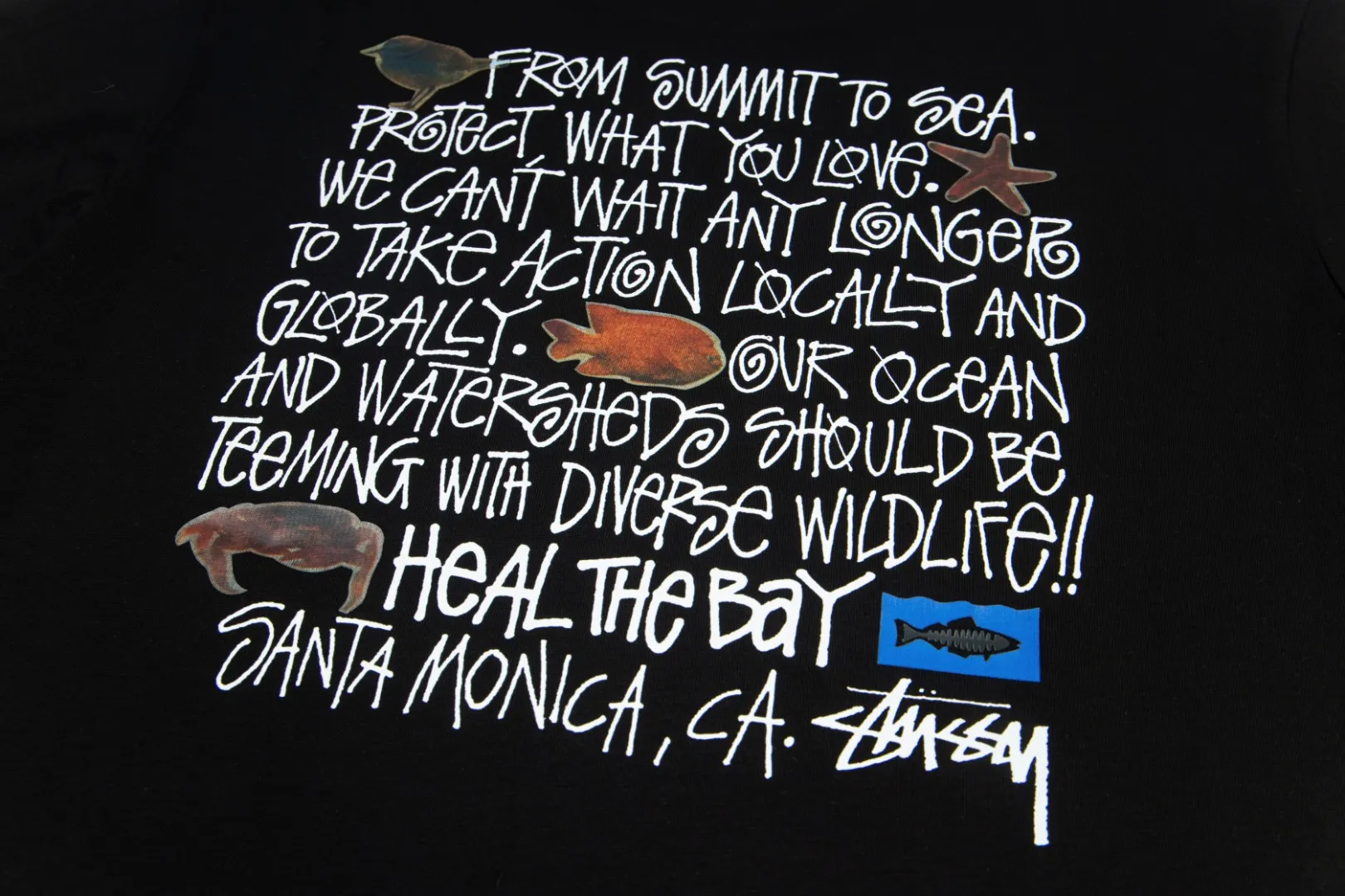 🔥 027# P55 （In Stock ） Stussy x Heal The Bay T Same Style ：Black White Size：S M L XL ： 260 ：